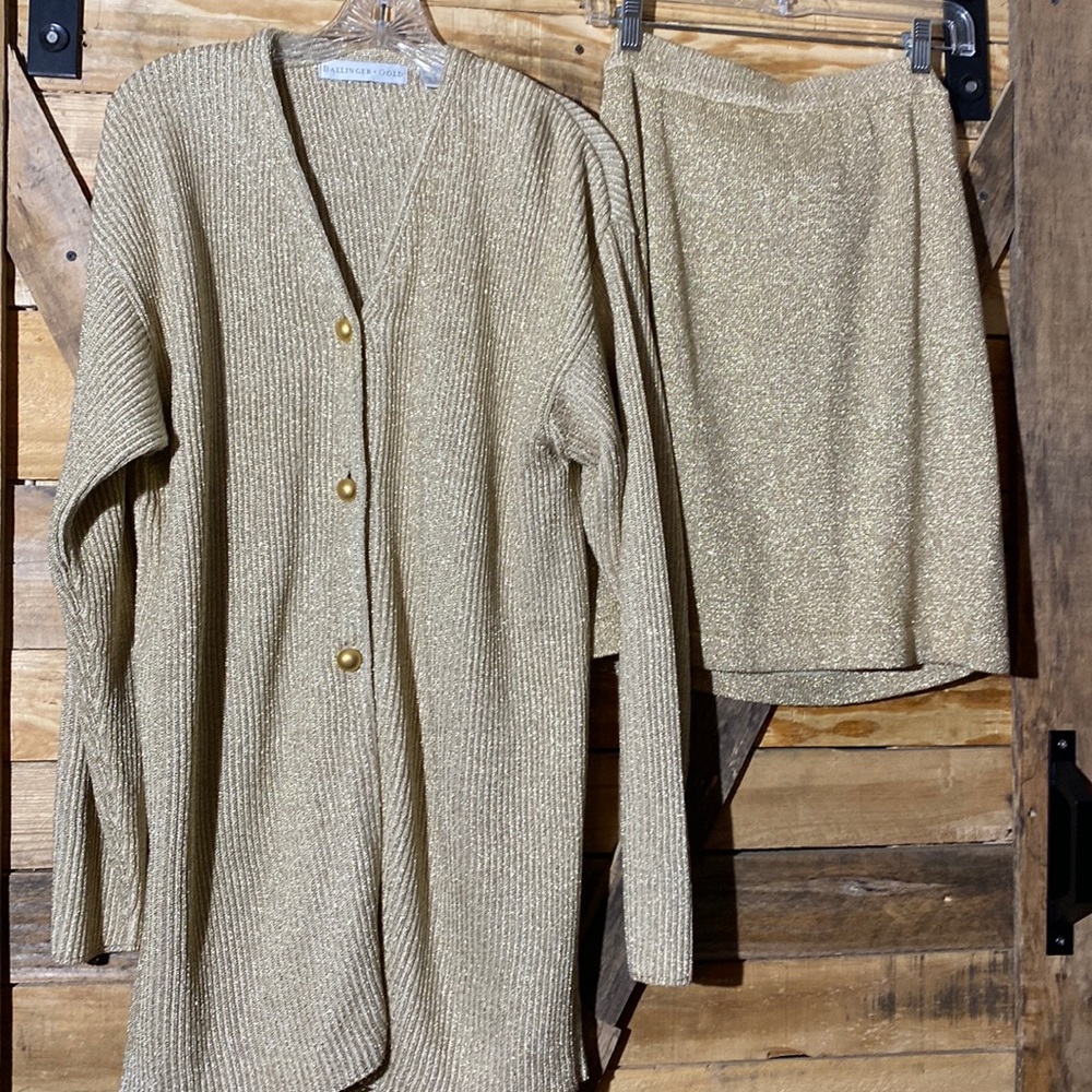 Ballinger Gold Metallic Skirt Set Size M